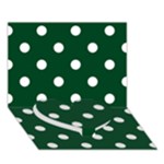 Polka Dots - White on Forest Green Heart Bottom 3D Greeting Card (7x5)