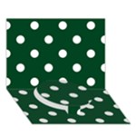 Polka Dots - White on Forest Green Circle Bottom 3D Greeting Card (7x5)