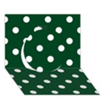 Polka Dots - White on Forest Green Circle 3D Greeting Card (7x5)