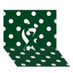 Polka Dots - White on Forest Green Ribbon 3D Greeting Card (7x5)