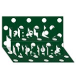 Polka Dots - White on Forest Green Best Wish 3D Greeting Card (8x4)