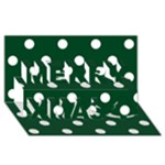 Polka Dots - White on Forest Green Merry Xmas 3D Greeting Card (8x4)