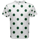 Polka Dots - Forest Green on White Men s Cotton Tee