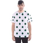 Polka Dots - Forest Green on White Men s Sport Mesh Tee