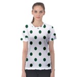 Polka Dots - Forest Green on White Women s Sport Mesh Tee