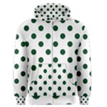 Polka Dots - Forest Green on White Men s Zipper Hoodie
