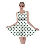 Polka Dots - Forest Green on White Skater Dress