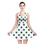 Polka Dots - Forest Green on White Reversible Skater Dress
