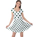 Polka Dots - Forest Green on White Cap Sleeve Dress