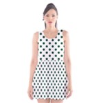 Polka Dots - Forest Green on White Scoop Neck Skater Dress