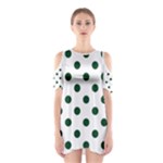 Polka Dots - Forest Green on White Women s Cutout Shoulder Dress