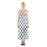 Polka Dots - Forest Green on White Full Print Maxi Dress