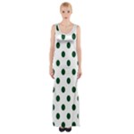 Polka Dots - Forest Green on White Maxi Thigh Split Dress