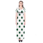 Polka Dots - Forest Green on White Short Sleeve Maxi Dress