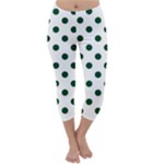 Polka Dots - Forest Green on White Capri Winter Leggings