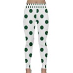 Polka Dots - Forest Green on White Yoga Leggings