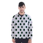 Polka Dots - Forest Green on White Wind Breaker (Men)