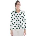 Polka Dots - Forest Green on White Wind Breaker (Women)