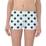 Polka Dots - Forest Green on White Boyleg Bikini Bottoms