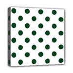 Polka Dots - Forest Green on White Mini Canvas 8  x 8  (Stretched)