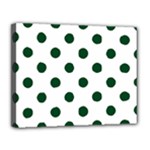 Polka Dots - Forest Green on White Canvas 14  x 11  (Stretched)