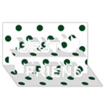 Polka Dots - Forest Green on White Best Friends 3D Greeting Card (8x4)