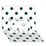 Polka Dots - Forest Green on White GIRL 3D Greeting Card (7x5)