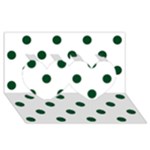 Polka Dots - Forest Green on White Twin Hearts 3D Greeting Card (8x4)