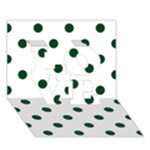 Polka Dots - Forest Green on White LOVE 3D Greeting Card (7x5)