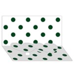 Polka Dots - Forest Green on White Twin Heart Bottom 3D Greeting Card (8x4)