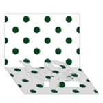Polka Dots - Forest Green on White LOVE Bottom 3D Greeting Card (7x5)