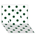 Polka Dots - Forest Green on White Apple 3D Greeting Card (7x5)