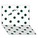 Polka Dots - Forest Green on White Circle 3D Greeting Card (7x5)