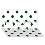 Polka Dots - Forest Green on White PARTY 3D Greeting Card (8x4)