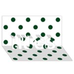 Polka Dots - Forest Green on White HUGS 3D Greeting Card (8x4)