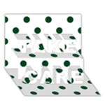 Polka Dots - Forest Green on White TAKE CARE 3D Greeting Card (7x5)