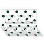 Polka Dots - Forest Green on White Happy New Year 3D Greeting Card (8x4)