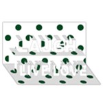 Polka Dots - Forest Green on White Laugh Live Love 3D Greeting Card (8x4)