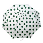 Polka Dots - Forest Green on White Folding Umbrella