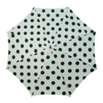 Polka Dots - Forest Green on White Golf Umbrella