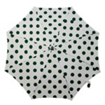 Polka Dots - Forest Green on White Hook Handle Umbrella (Small)