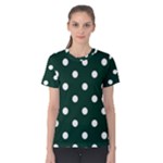 Polka Dots - White on Deep Green Women s Cotton Tee