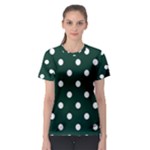 Polka Dots - White on Deep Green Women s Sport Mesh Tee