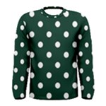 Polka Dots - White on Deep Green Men s Long Sleeve T-shirt