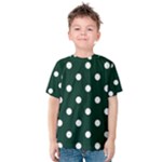 Polka Dots - White on Deep Green Kid s Cotton Tee