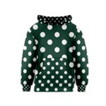 Polka Dots - White on Deep Green Kid s Pullover Hoodie