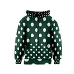 Polka Dots - White on Deep Green Kid s Zipper Hoodie
