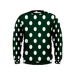 Polka Dots - White on Deep Green Kid s Sweatshirt