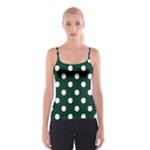 Polka Dots - White on Deep Green Spaghetti Strap Top