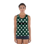Polka Dots - White on Deep Green Women s Sport Tank Top